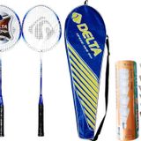 Delta 2 Adet Tek Parça Deluxe Badminton Raketi + Çantası + 6 Adet Yüksek Hız Badminton Topu Seti