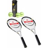 Delta 2 Adet Valley 27 Inç L2 Grip Yetişkin Tenis raketi + 2 Adet Tenis Çantası + 3 Adet Prof. Maç Topu - Siyah - Beyaz