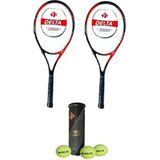 Delta 2 Flame 27 Inç Tek Parça L2 Grip Tenis Raketi Kırmızı Renk + 2 Tenis Çantası + 3 Expert Maç Topu - 27 İnç