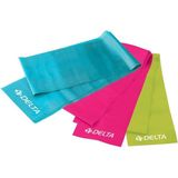 Delta 3 'lü Pilates Bandı Plates Egzersiz Direnç Lastiği Seti (Uç Kısmı Açık) - Fuşya-Mavi-Yeşil