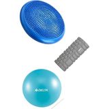 Delta 3’lü Pilates Egzersiz Seti Balance Trainer Denge Diski Orta Sert Deluxe Foam Roller Masaj Köpüğü 20 - Mavi
