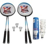 Delta 4 Adet Badminton Raketi + Çantası + 6 Deluxe Kaz Tüyü + 3 Plastik Toplam 9 Badminton Topu Seti - Mavi