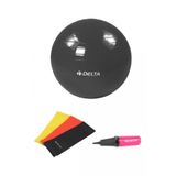 Delta 55 Cm Pilates Topu 3lü Pilates Bandı Egzersiz Direnç Lastiği Pilates Topu Pompası 5li Set