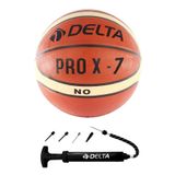 Delta 7 Numara Pro X Deluxe Kauçuk 7 Numara Basketbol Topu + Top Pompası Pompa dahildir Kahverengi