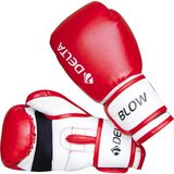 Delta Blow Kırmızı-Beyaz Boks Eldiveni Dura-Strong PU Malzeme ile Dayanıklı ve Konforlu Kullanım - 4 oz