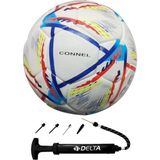 Delta Dura-Strong El Dikişli 4 Numara Futbol Topu Sert Zemin Kullanımı İçin İkili Set - Beyaz - Lacivert - Kırmızı