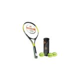 Delta Fallo 27 İnç L2 Grip Yetişkin Tenis Raket Seti 220 gr Sarı - Siyah Renkli Çanta ve 3 Top - 27 inç