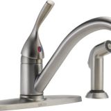 Delta Faucet Klasik Tek Saplı Mutfak Lavabo Musluğu Yan Püskürtücüyle Uyumlu Yüzey, Paslanmaz 400-SS-DST