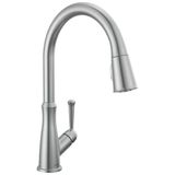 Delta Faucet Westville Fırçalanmış Nikel Mutfak Bataryası, Aşağı Çekmeli Püskürtücülü Mutfak Bataryaları, Mutfak Lavabo Bataryası, Manyetik Yerleştirme Püskürtme Kafası, Arktik Paslanmaz 9110-AR-DST