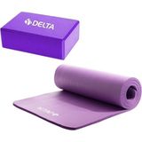 Delta Konfor Zemin Taşıma Askılı 10 mm Pilates Minderi Yoga Matı 2 Adet Yoga Blok Çiftli Yoga Bloğu - Mor