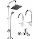 Delta Krom 4 Parça Banyo Mutfak Evye Lavabo Batarya Musluk Seti Duş Bataryası Evye Musluk