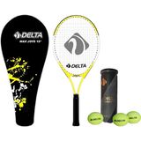 Delta Max Joys 19 İnç Çocuk Tenis Raketi 200 gr Ağırlık ve Sarı Renkli Çantası ile Set - 49 cm