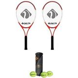 Delta Max Joys 21 Inç Çocuk Tenis Raketi 2 Adet + 2 Tenis Çantası + 3 Expert Seviye Maç Topu Kırmızı