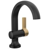 Delta Musluk Albion Tek Delikli Banyo Bataryası, Siyah/Altın Tek Kolu Banyo Bataryası, Banyo Lavabo Bataryası, Metal Push Pop-Up Tahliye Grubu, Mat Siyah/Şampanya Bronz 15855LF-GZ
