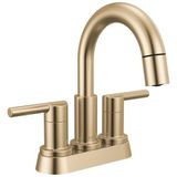 Delta Musluk Nicoli Pull-Down Centerset Banyo Bataryası, Altın Yüksek Ark 3 Delikli Püskürtücülü Banyo Lavabo Bataryası, Şampanya Bronz 25749LF-CZPD