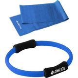 Delta Pilates Egzersiz Çemberi, 120X15 cm Jimnastik Pilates Bandı Lastiği 2li Plates Seti - Mavi - 120 x 15 cm