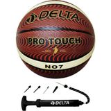 Delta Pro Touch 7 Numara Dura-Strong Deluxe Basketbol Topu + Çok Fonksiyonlu Top Pompası Ikili Set - Kahverengi