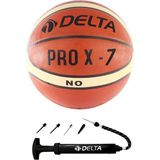 Delta Pro X Deluxe Kauçuk 7 Numara Basketbol Topu + Top Pompası Turuncu - Beyaz Renk ile Üstün Performans