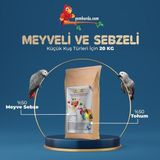 Delta Rasyon Meyveli & Sebzeli Büyük Taneli Papağan Ek Yemi – Lifli Premium Karışım Kuş Yemi - 20 KG