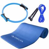 Delta Sarı 15 mm Pilates Minderi + 35 cm Pilates Çemberi + Atlama İpi