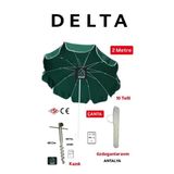Delta Yeşil Deniz Plaj Bahçe 2 Metre 10 Telli Şemsiyesi Seti Çanta - Kazık
