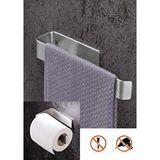 DELTAHOME Paslanmaz Çelik 27cm Banyo Havluluk Ve Tuvalet Kağıtlığı Set Yapışkanlı Bant Montaj Vida Yok! inox