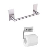 DELTAHOME Paslanmaz Çelik 30cm Havluluk Ve Tuvalet Kağıtlığı Set - inox - Kendinden Yapışkanlı