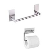 DELTAHOME Paslanmaz Çelik 30cm Havluluk Ve Tuvalet Kağıtlığı Set - Yapışkanlı Bant İle Anında Kolay Montaj - Vida Yok Delmek Yok! inox