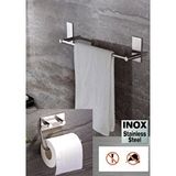 DELTAHOME Paslanmaz Çelik 40cm Havluluk Ve Tuvalet Kağıtlığı Set - Yapışkanlı Bant İle Anında Kolay Montaj - Vida Yok Delmek Yok! inox