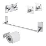 DELTAHOME Paslanmaz Çelik SET 40cm Havluluk - Tuvalet Kağıdı Askılığı - Askılık ve Bornozluk - Kendinden Yapışmalı