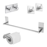 DELTAHOME Paslanmaz Çelik SET 40cm Havluluk - Tuvalet Kağıdı Askılığı - Askılık ve Bornozluk - Kendinden Yapışmalı