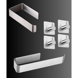 Deltahome Paslanmaz Çelik Yapışkanlı Havluluk - Tuvalet Kağıtlığı - 4 Adet Askılık Set Inox
