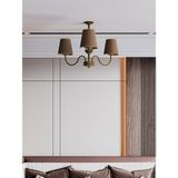 Deluna 3'lü Eskitme Modern Konik Abajur Şapkalı Metal Avize - Eskitme Bal Rengi