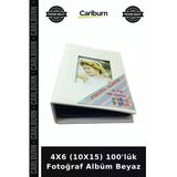 Delux Serisi 4X6 (10X15) 100'Lük Fotoğraf Albüm Beyaz Kare Süslemeli Anı Toplayıcı Resim Düzenleyici