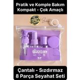 Deluxe 8 Parça Seyahat Banyo Seti Temizlik Şampuan Şişesi Sızdırmaz Çok Amaçlı Doldurulabilir Krem