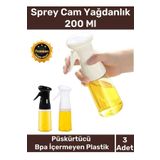 Deluxe Atomize Başlık Fan Şekilli Püskürtücü Bpa İçermeyen Plastik Sprey Cam Yağdanlık 200 Ml 3 Adet