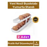 Deluxe Buzdolabı Plastik 2 Katlı Kullanışlı Pratik Raf Düzenleyici Yeni Nesil Yumurta Standı 2 Adet