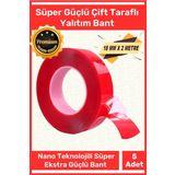Deluxe Ekstra Güçlü Çok Amaçlı Çift Taraflı Tamir Cam Mekan Montaj 2mt Silikon Şeffaf Bant 5 Adet