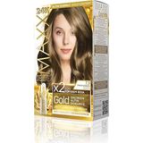 Deluxe Gold Serisi 24K Altın Parçacıklı Serum ile 1 Kutu 2 x 50 ml ve Geliştiriciler Saç Boyası (Fındık Kabuğu 7.3)