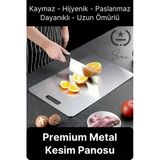 Deluxe Paslanmaz Çelik Et Meyve Kesme Tahtası Hijyenik Mutfak Gereci Antibakteriyel Kaymaz Şık