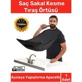 Deluxe Pratik Vakumlu Aynaya Yapıştırma Aparatlı Evde Saç Sakal Kesme Siyah Tıraş Örtüsü