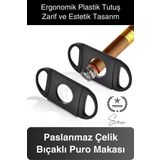 Deluxe Puro Kesme Makası Giyotini Cigaretta Paslanmaz Çift Bıçak Keskin Çelik Sağlam Çift Kesim