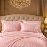 DELUXE SATEN NEVRESİM TAKIMI (pudra, Tek Kişilik)