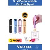 Deluxe Seri Doldurulabilir Parfüm Şişesi Cep Boy Kolay Taşınabilir Çanta Içi Mini 5 ml 2 Adet