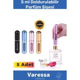 Deluxe Seri Doldurulabilir Parfüm Şişesi Cep Boy Kolay Taşınabilir Çanta Içi Mini 5 ml 5 Adet