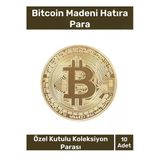 Deluxe Series Kutulu Hediyelik Kripto Hatıra Koleksiyon Bitcoin Madeni Para Altın Rengi 10 Adet