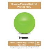 Deluxe Serisi Dayanıklı Yüksek Kalite Mini Gymball 20Cm Yeşil Pilates Topu Şişirme Pompa