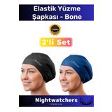 Deluxe Su Geçirmez Sızdırmaz Renkli Silikon Yüzücü Havuz Deniz Bone Elastik Yüzme Şapkası 2'li Set