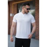 Deluxe Takı ve Giyim Erkek Hakim Yakalı Kısa Kollu Pamuklu T-Shirt - Beyaz - 2XL