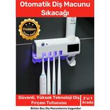 Deluxe USB Şarjlı Güneş Enerjili Otomatik Diş Macun Sıkacağı Sterilizatörlü 4 Adet Fırçalığı Tutucu